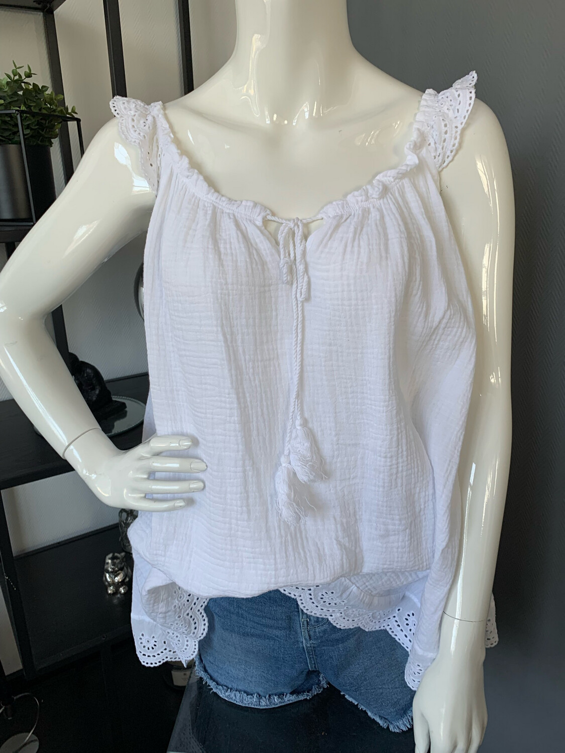 Top Broderie Wit