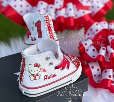 Hello Kitty Kid's Bling HIGH TOP Converse Shoes