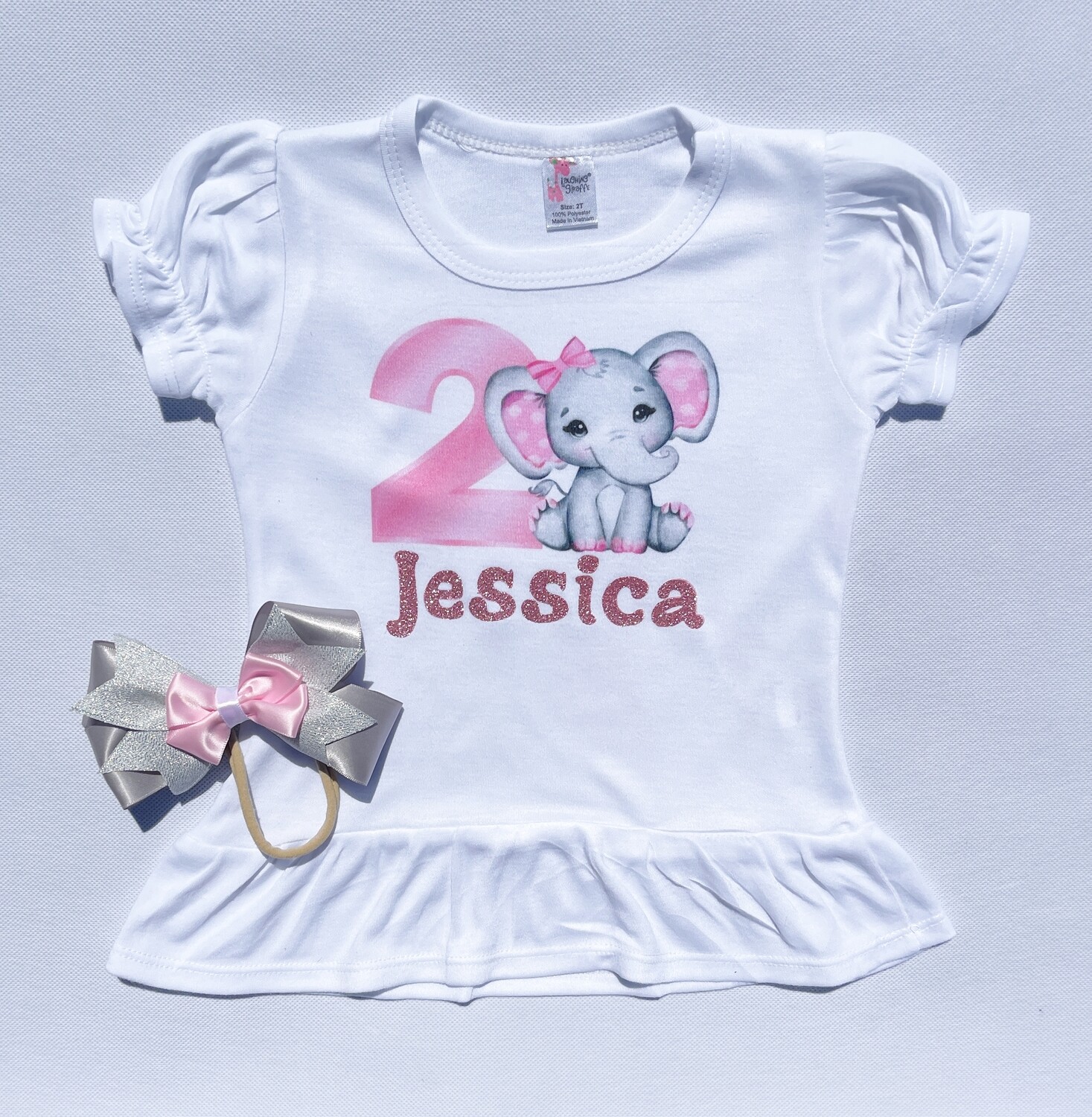 Cute Pink Elephant Birthday Shirt