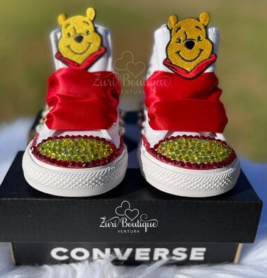 Winnie the Pooh Kid's Bling HIGH TOP Converse Shoes