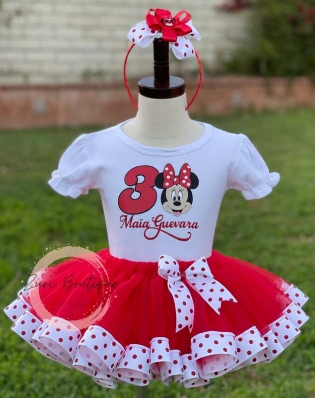 Minnie Mouse Red Tulle with Polka Dot Ribbon