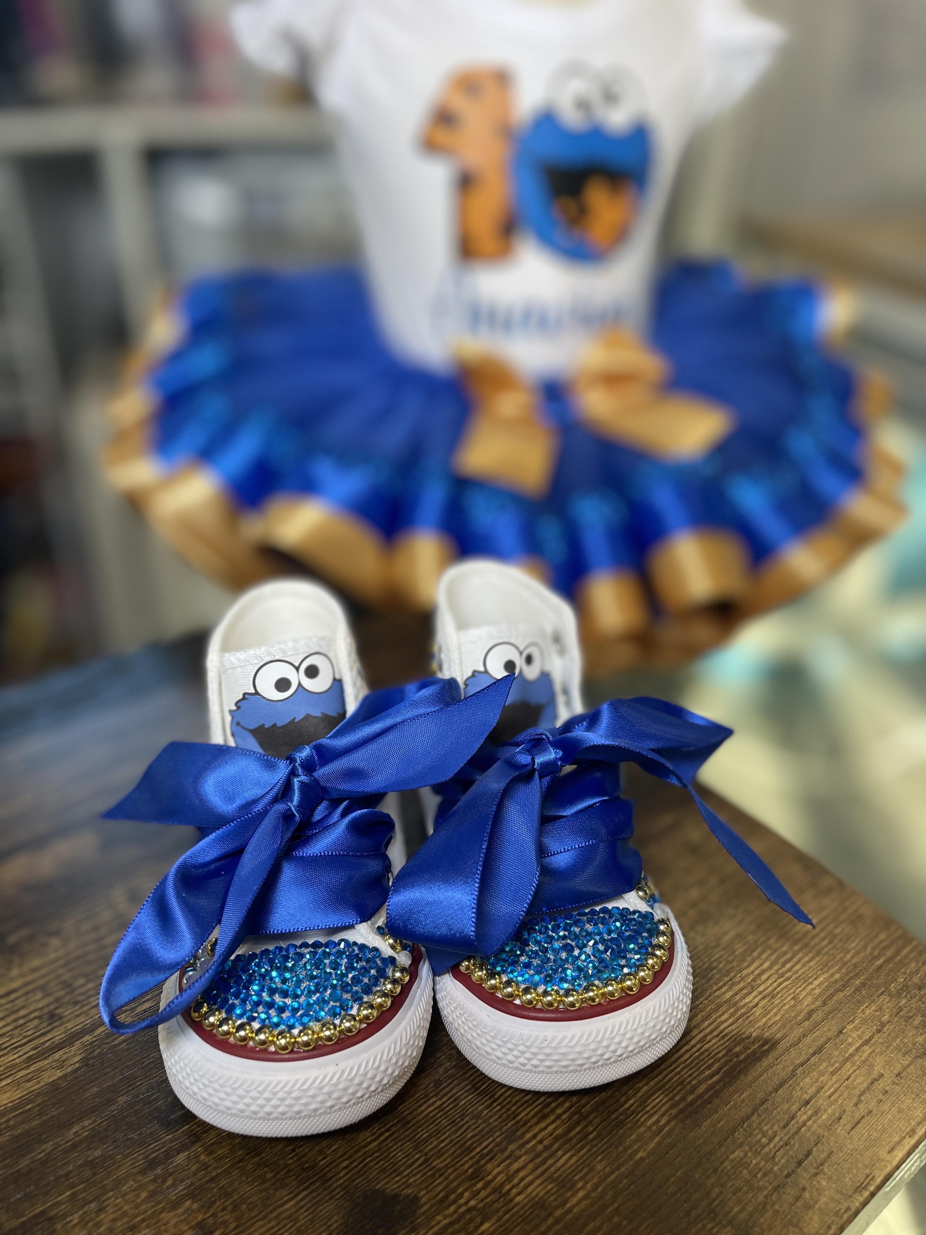 Red with Blue and Yellow Double Ribbon Tutu