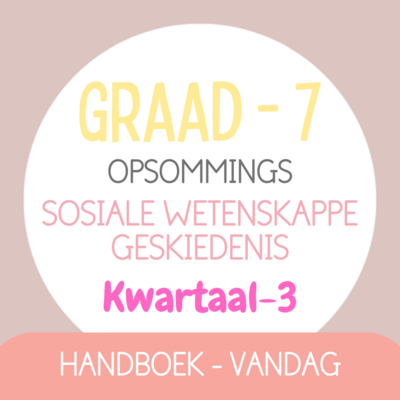 Graad 7 Sosiale Wetenskappe-Geskiedenis KW3 (VANDAG)