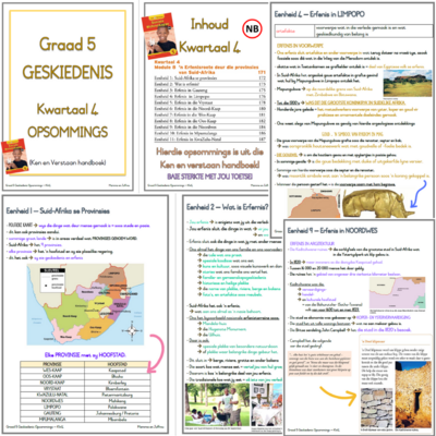 Graad 5 - SW Geskiedenis Kwartaal 4 opsommings