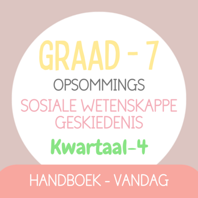 Graad 7 Sosiale Wetenskappe-Geskiedenis KW4 (VANDAG)