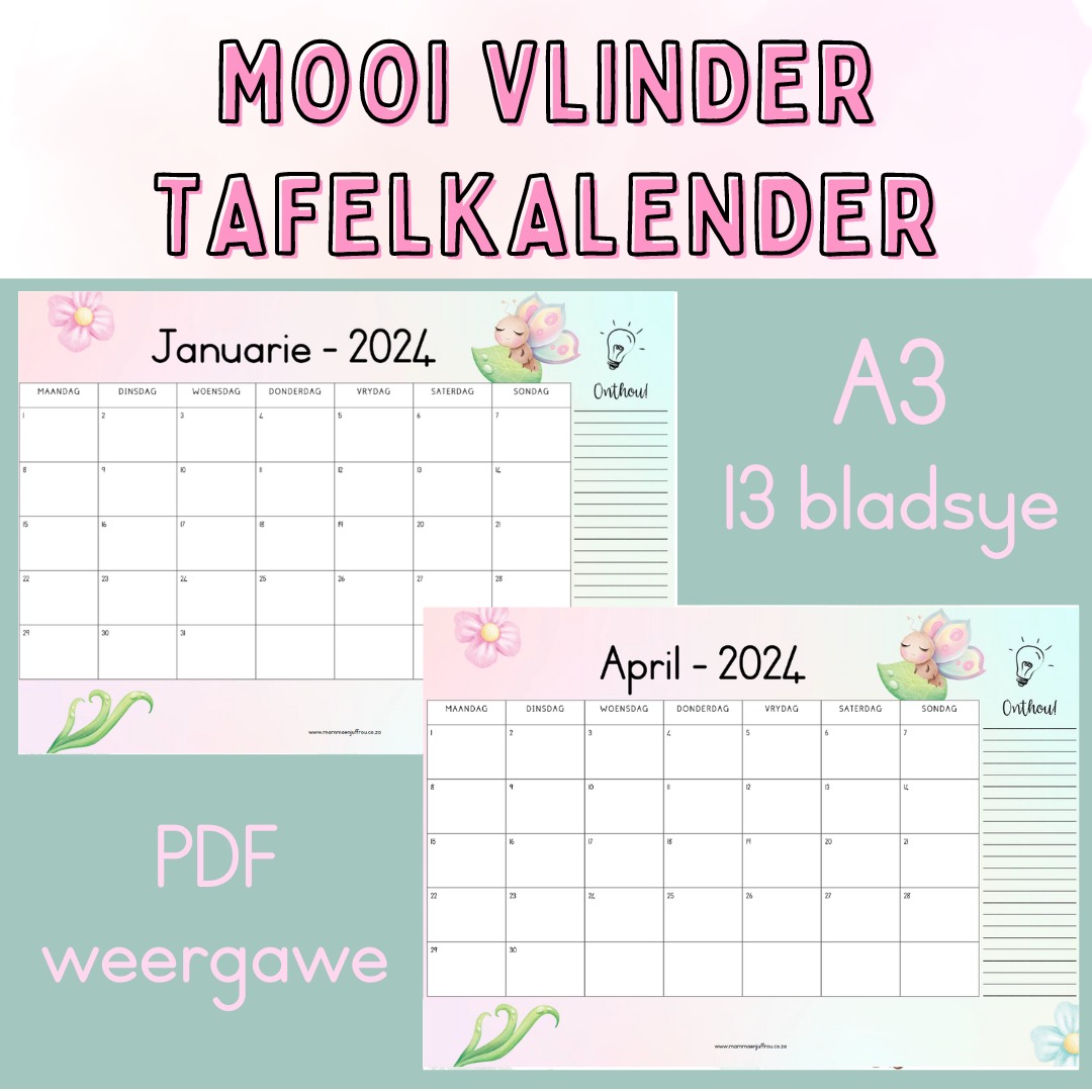 2024 Tafelkalender - Mooi Vlinder