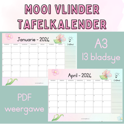 2024 Tafelkalender - Mooi Vlinder