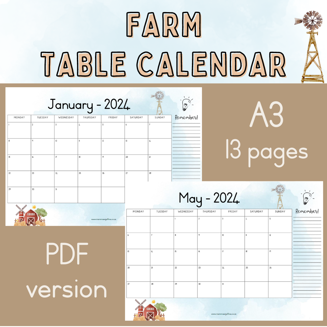2024 Table Calendar - FARM 01