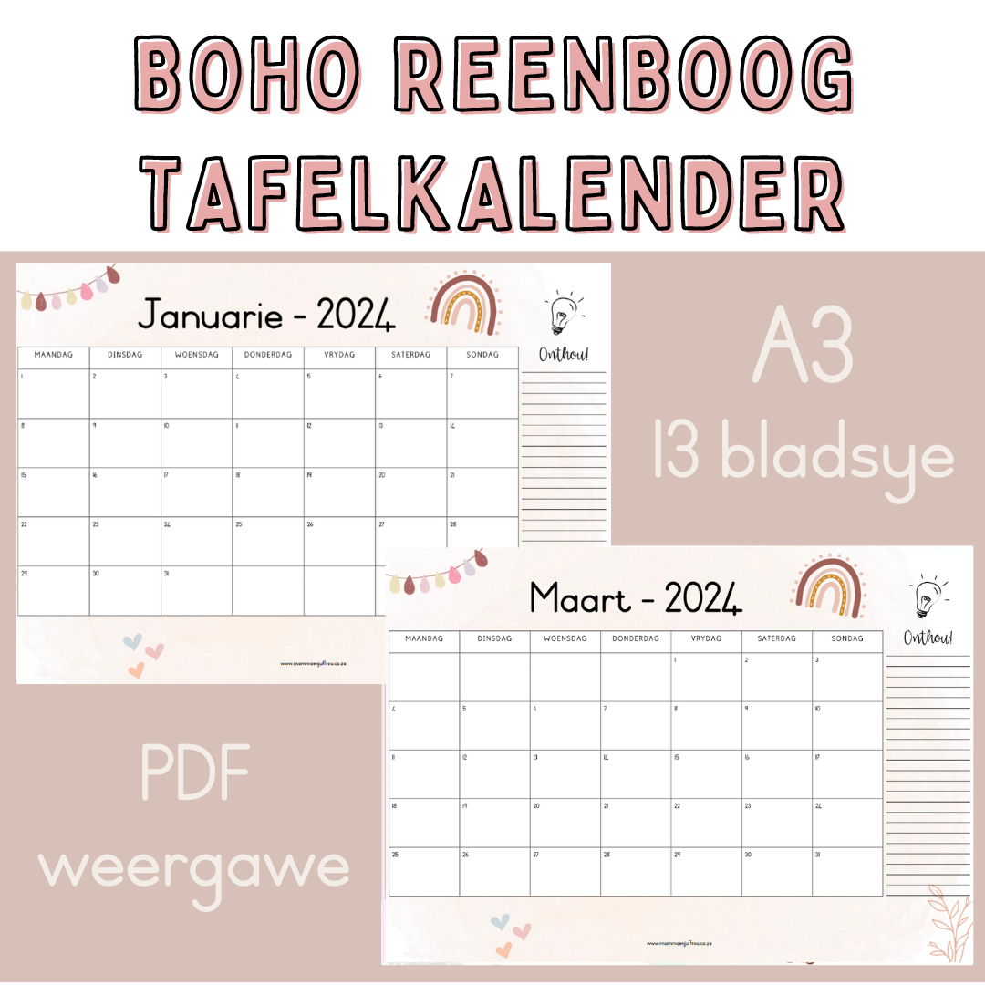 2024 Tafelkalender - BOHO Reenboog