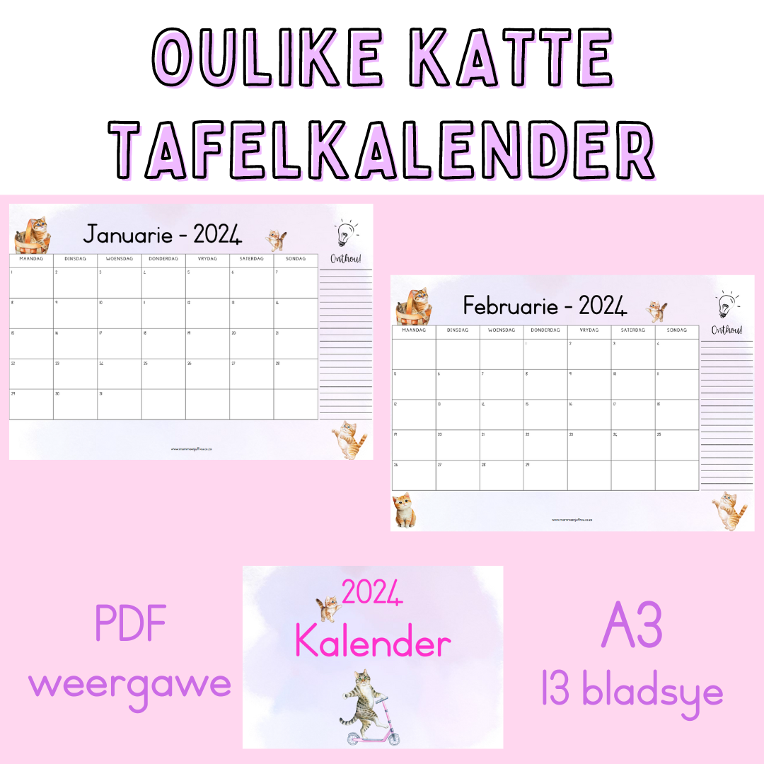 2024 Tafelkalender - Oulike Katte