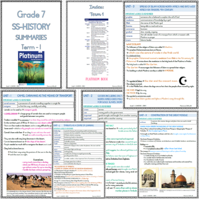 Grade 7 SS - HISTORY Summaries - Term 1 (PLATINUM)