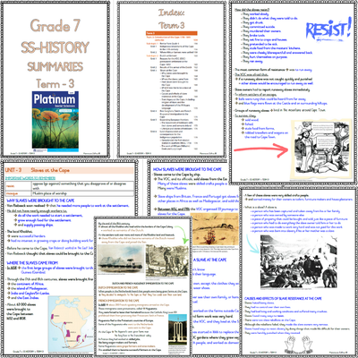 Grade 7 SS - HISTORY Summaries - Term 3 (PLATINUM)