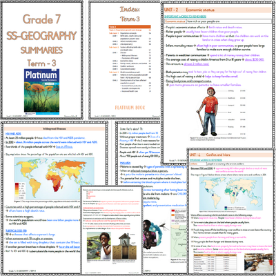 Grade 7 SS - GEOGRAPHY Summaries - Term 3 (PLATINUM)