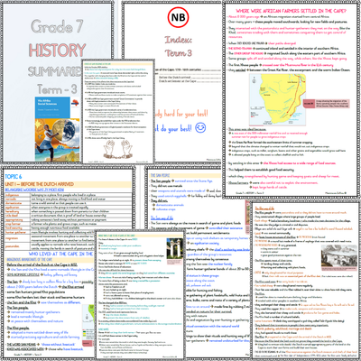 Grade 7 SS - HISTORY Summaries - Term 3 (VIA AFRIKA)