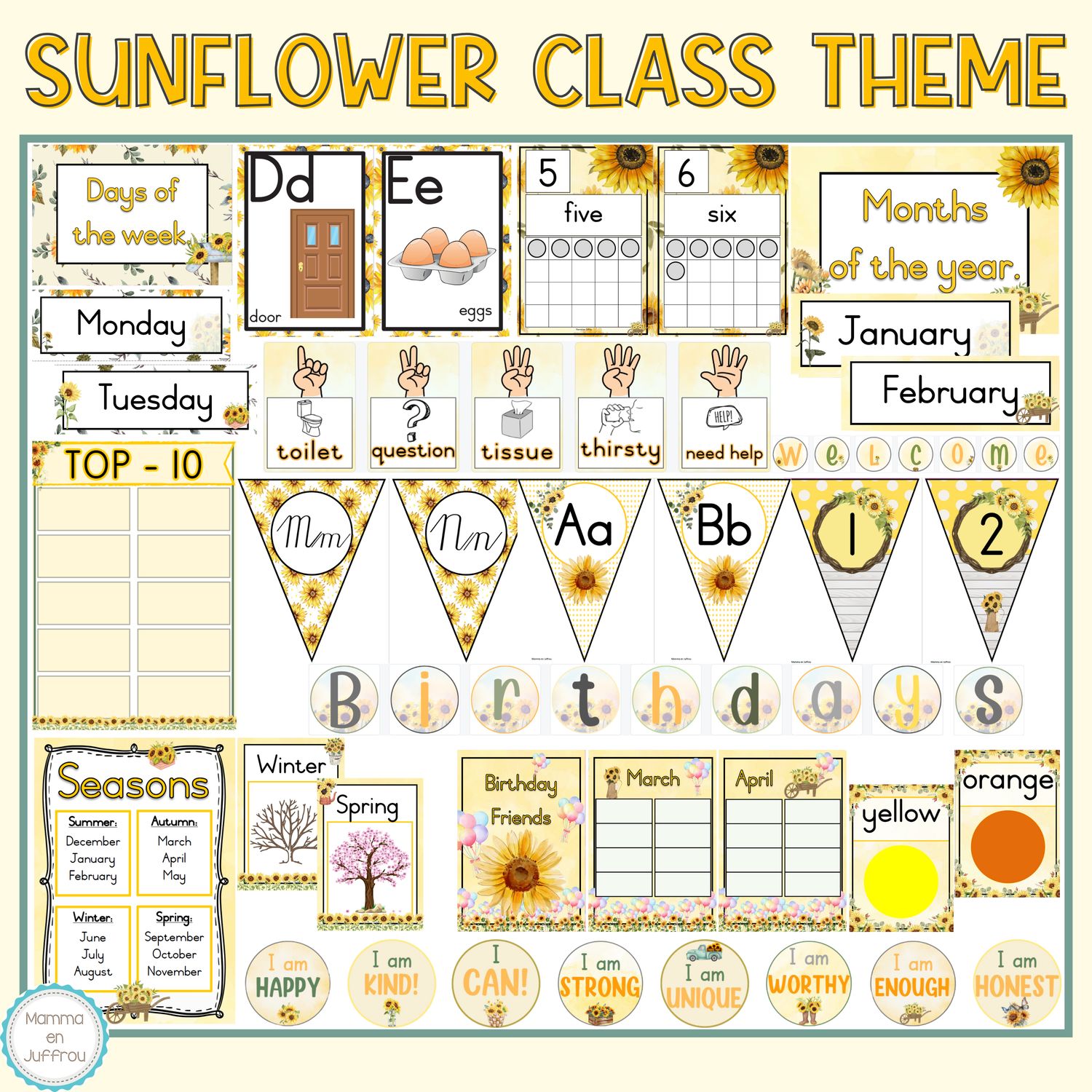 Classroom theme - Sunflowers