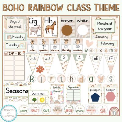 Classroom theme - Boho Rainbow