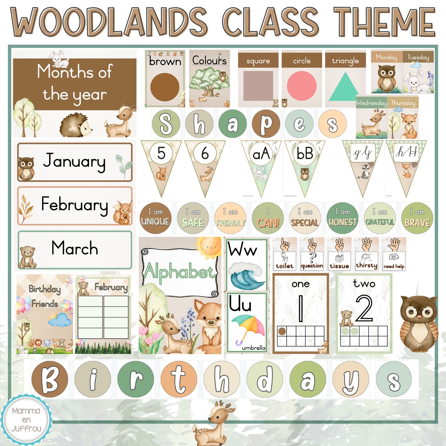 Classroom theme - Woodlands / Animals