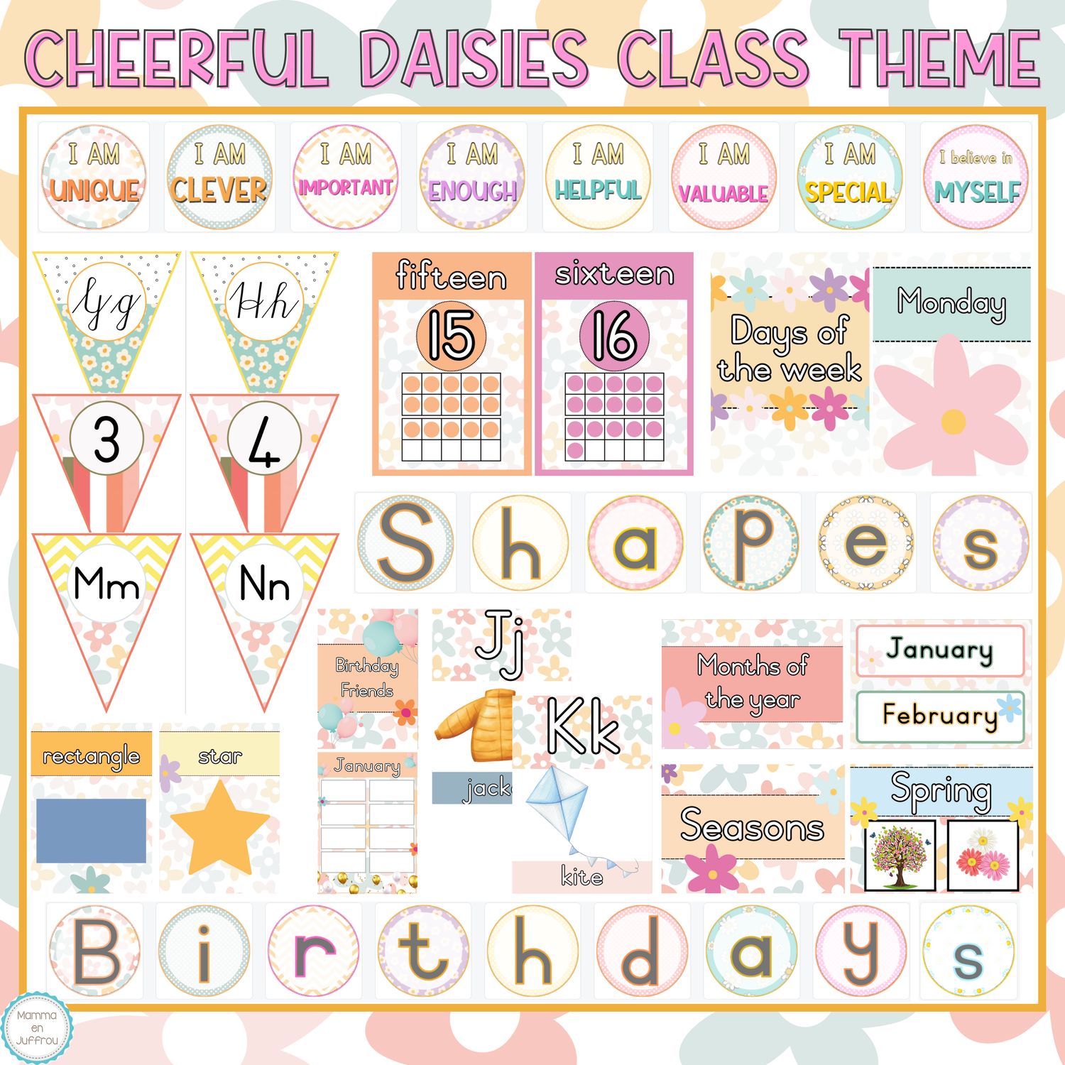 Classroom theme - CHEERFUL DAISES