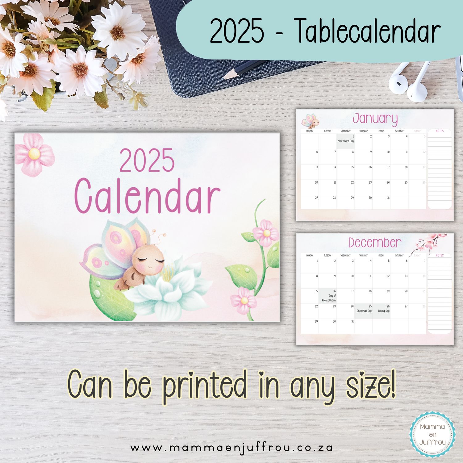 2025 Tablecalendar - Pretty Butterfly