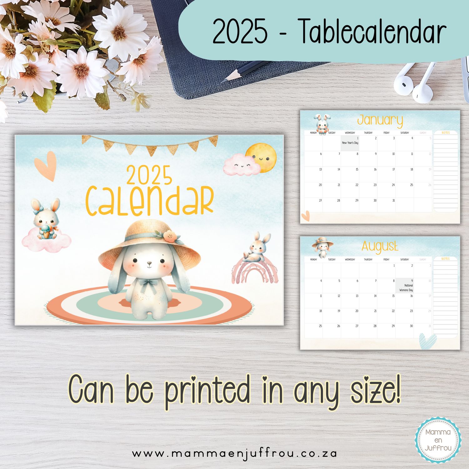 2025 Tablecalendar - Bunny