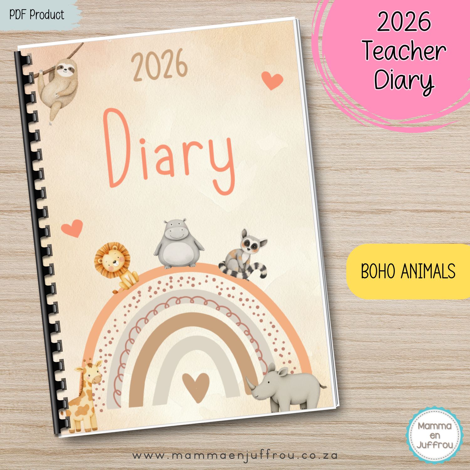 2026 Diary - Boho animals