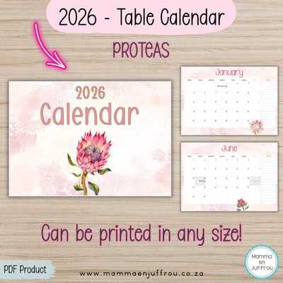 2026 Tablecalendar - PROTEAS