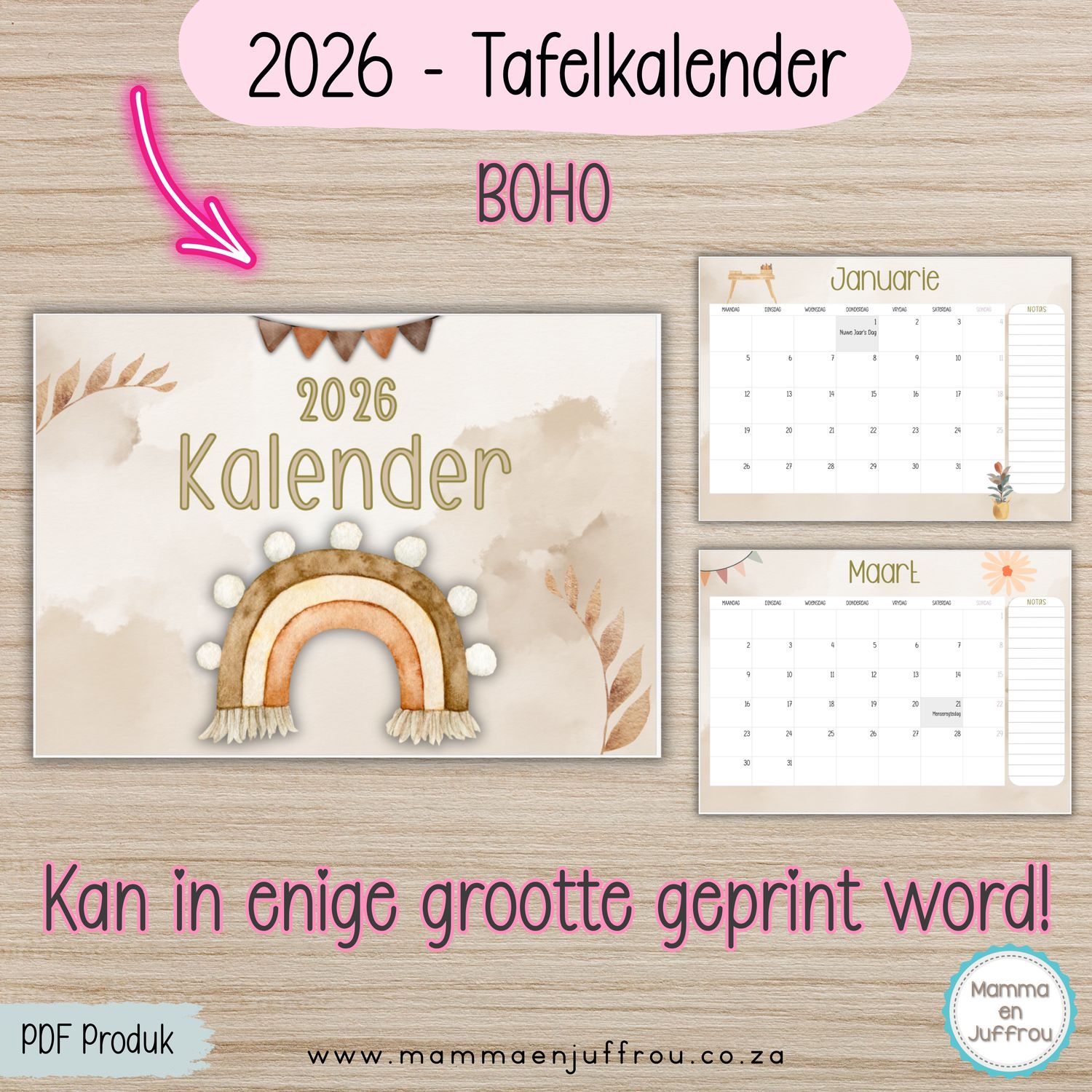 2026 Tafelkalender - BOHO