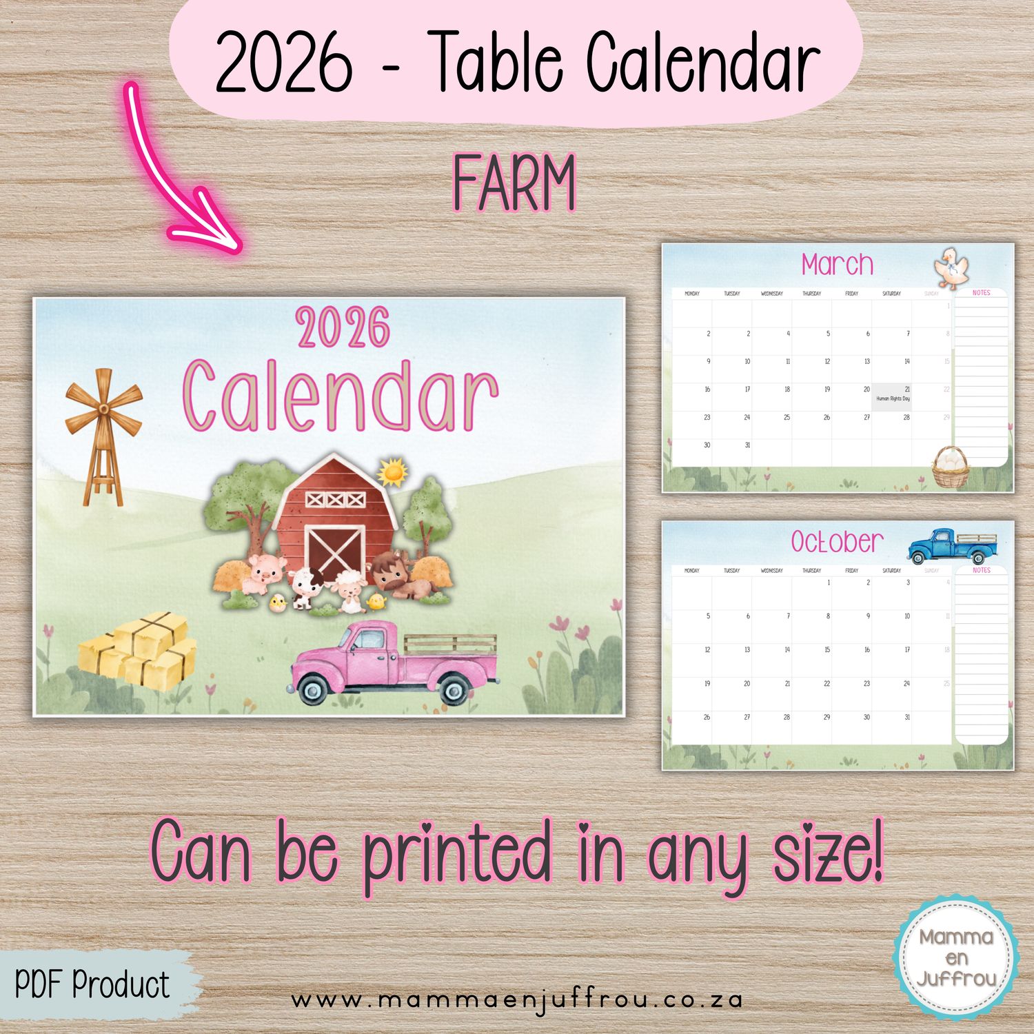 2026 Tablecalendar - FARM