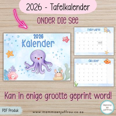 2026 Tafelkalender - ONDER DIE SEE