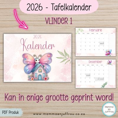 2026 Tafelkalender - VLINDER 1