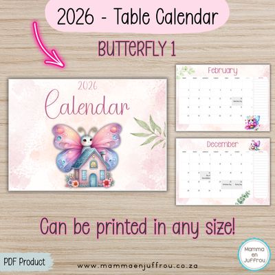 2026 Tablecalendar - BUTTERFLY 1