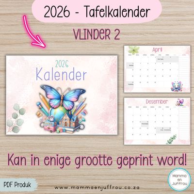 2026 Tafelkalender - VLINDER 2
