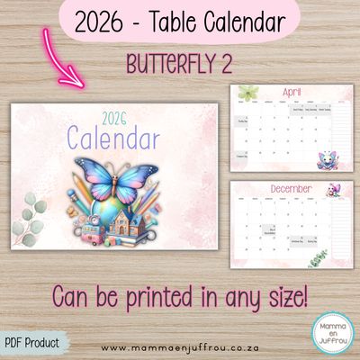 2026 Tablecalendar - BUTTERFLY 2