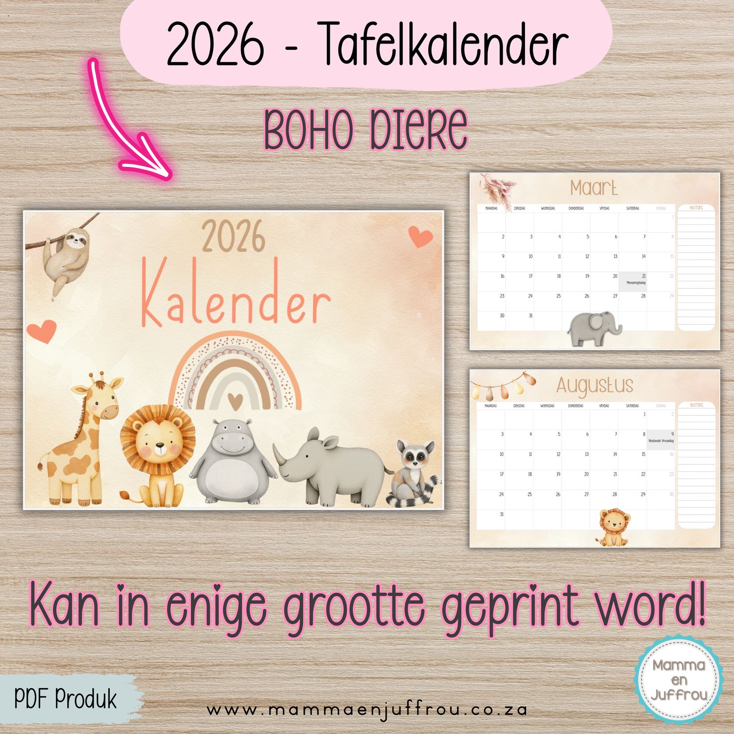 2026 Tafelkalender - BOHO DIERE
