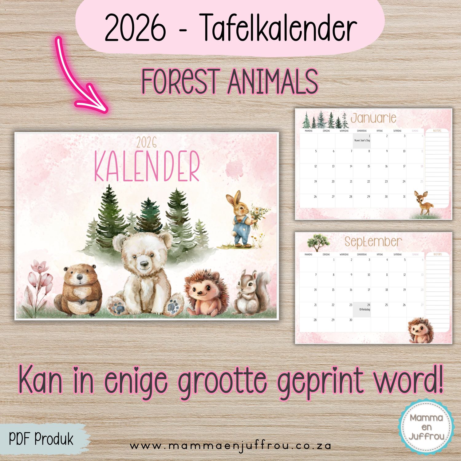2026 Tafelkalender - FOREST ANIMALS
