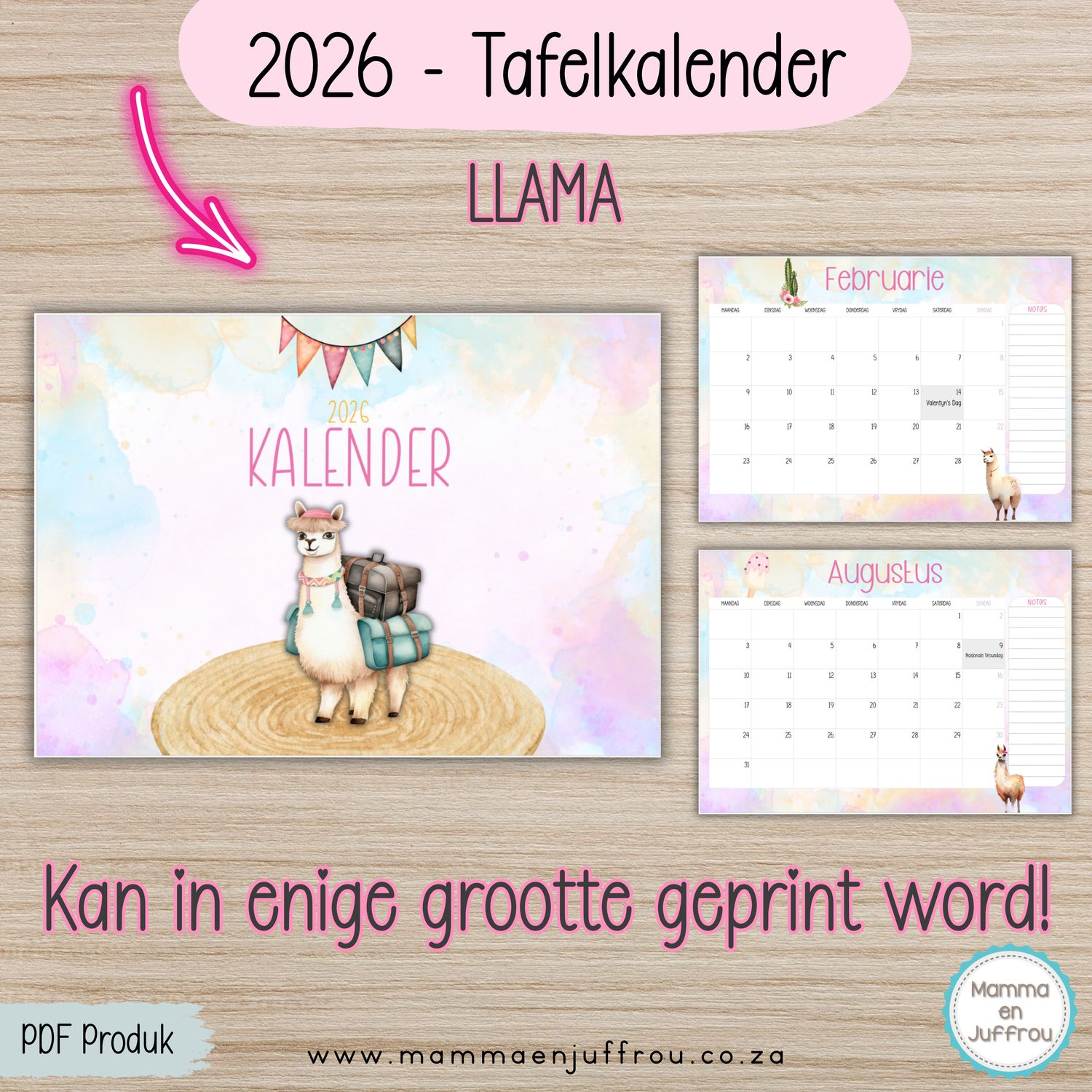 2026 Tafelkalender - LLAMA