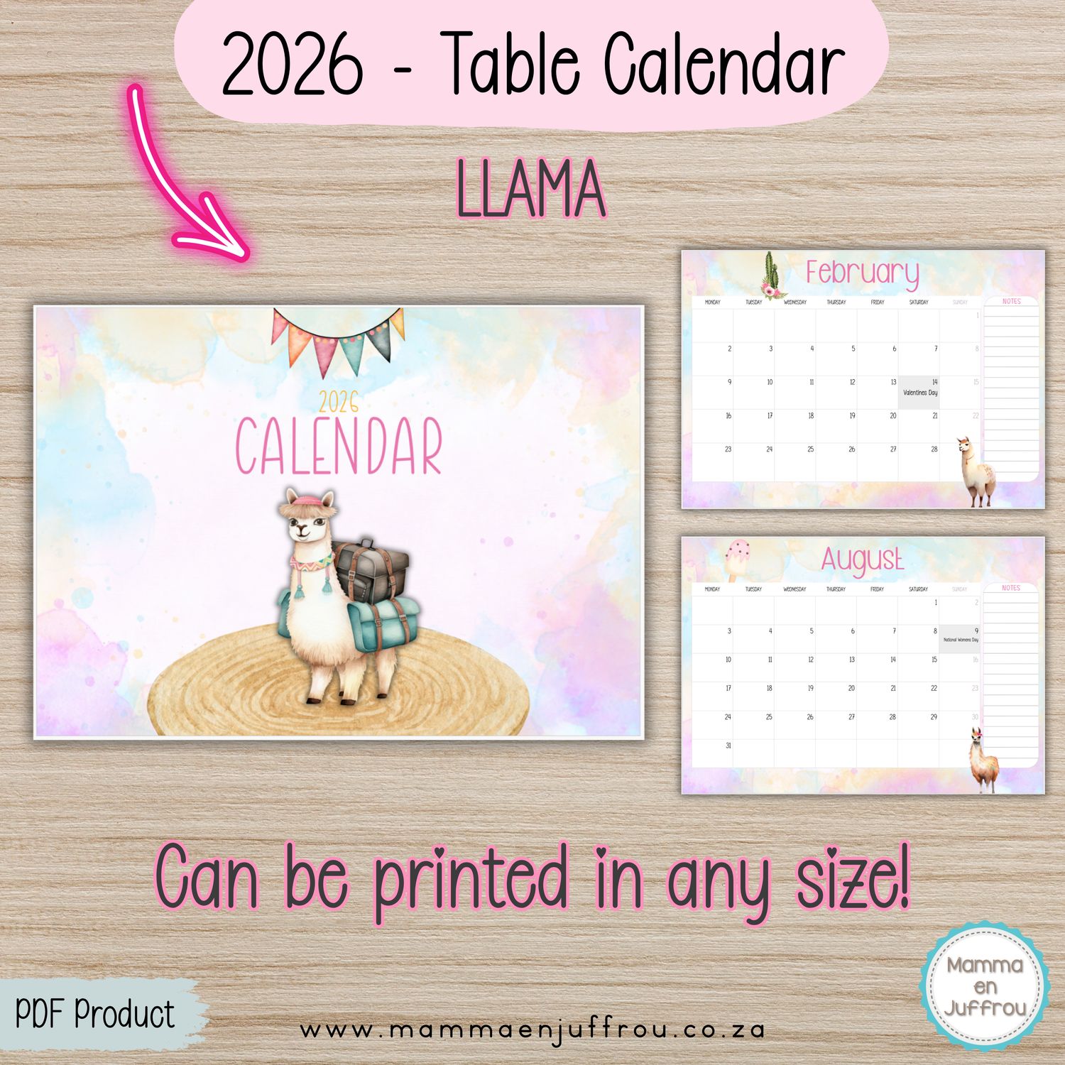 2026 Tablecalendar - LLAMA