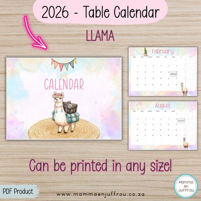 2026 Tablecalendar - LLAMA