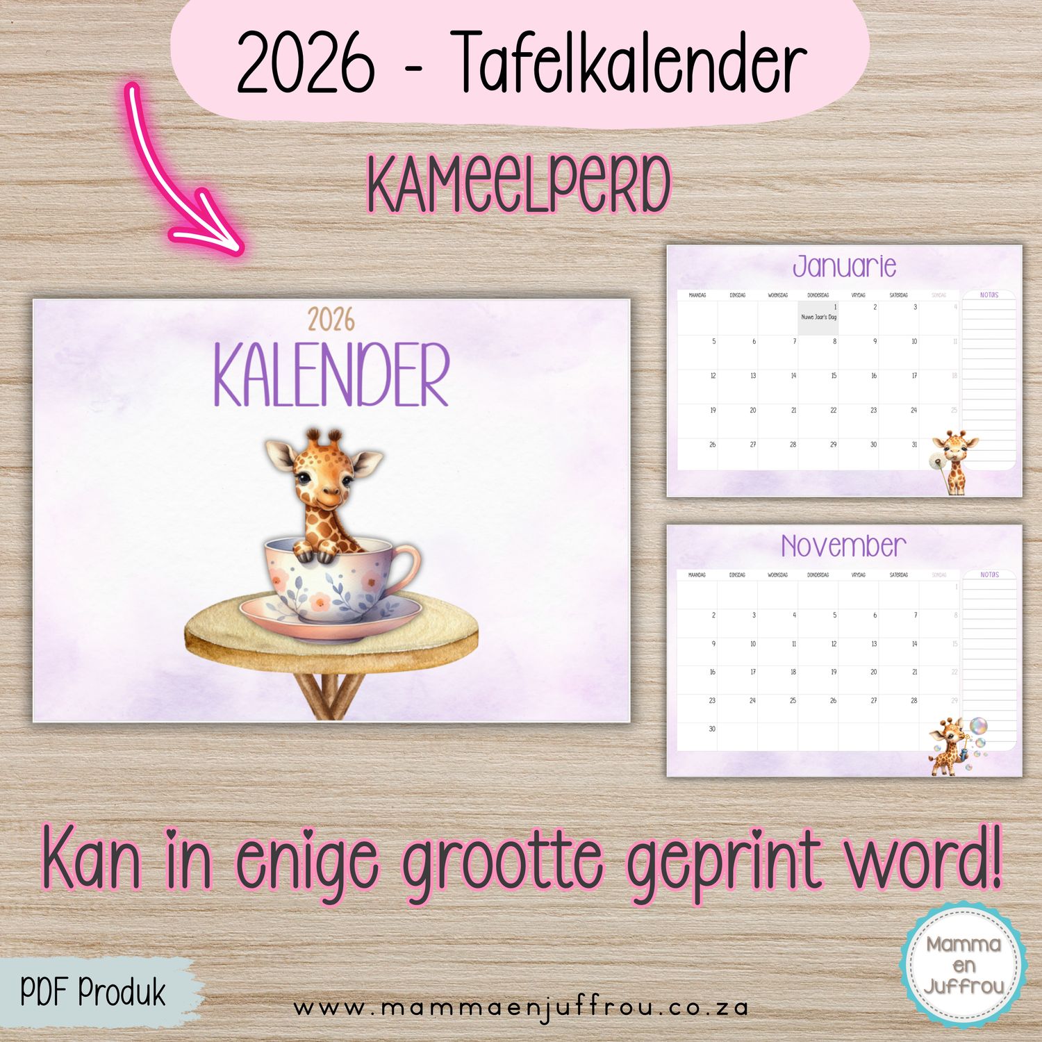 2026 Tafelkalender - KAMEELPERD