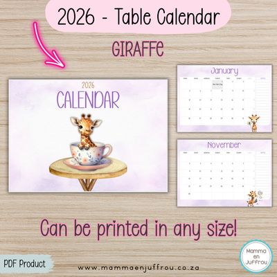 2026 Tablecalendar - GIRAFFE