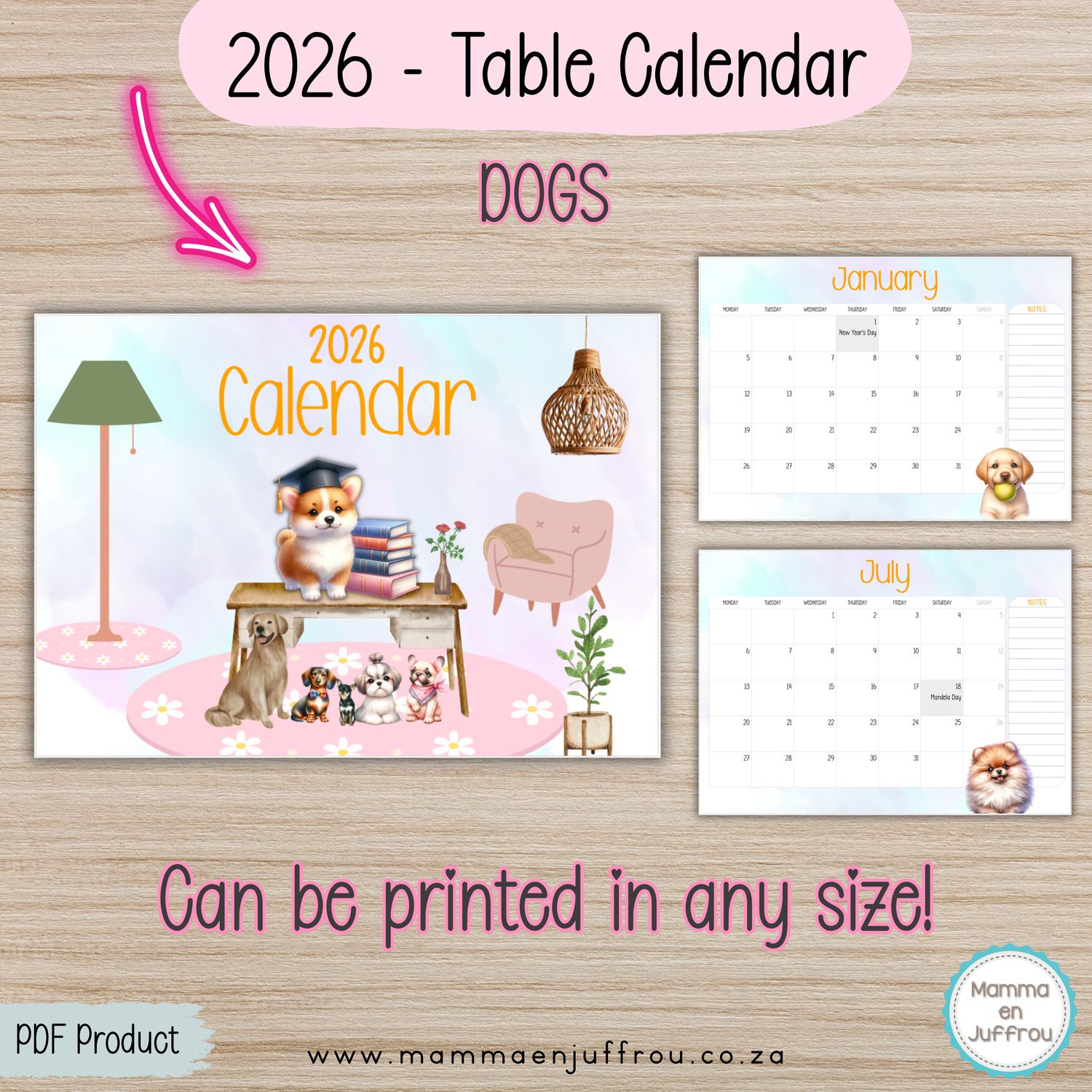 2026 Tablecalendar - DOGS
