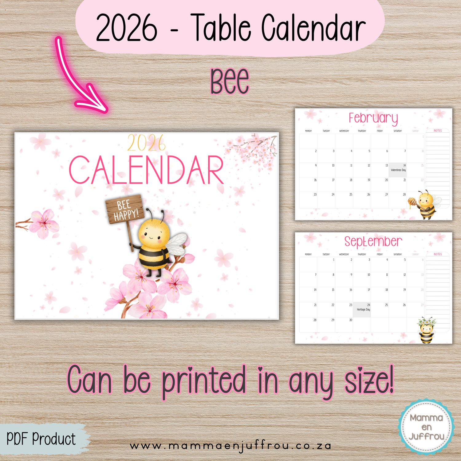 2026 Tablecalendar - BEE