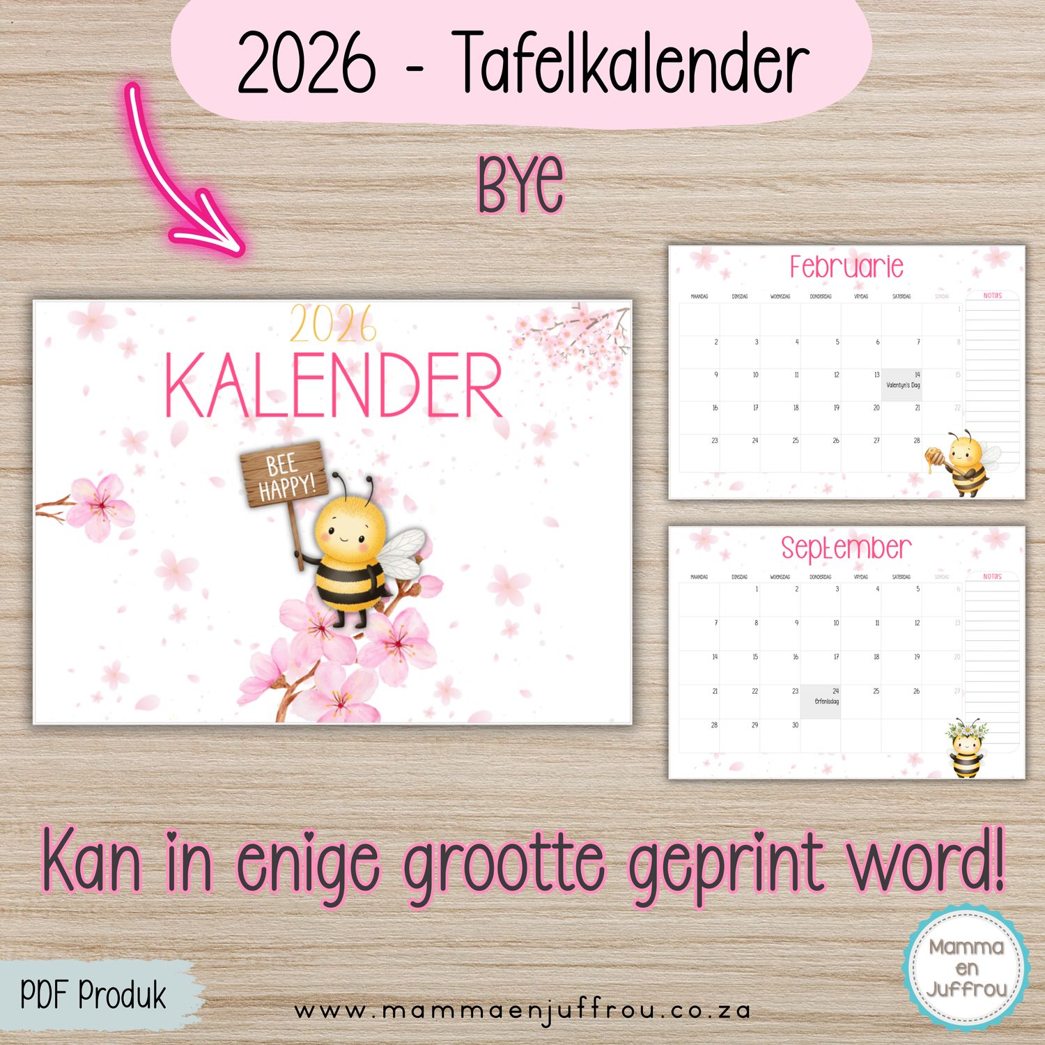 2026 Tafelkalender - BYE
