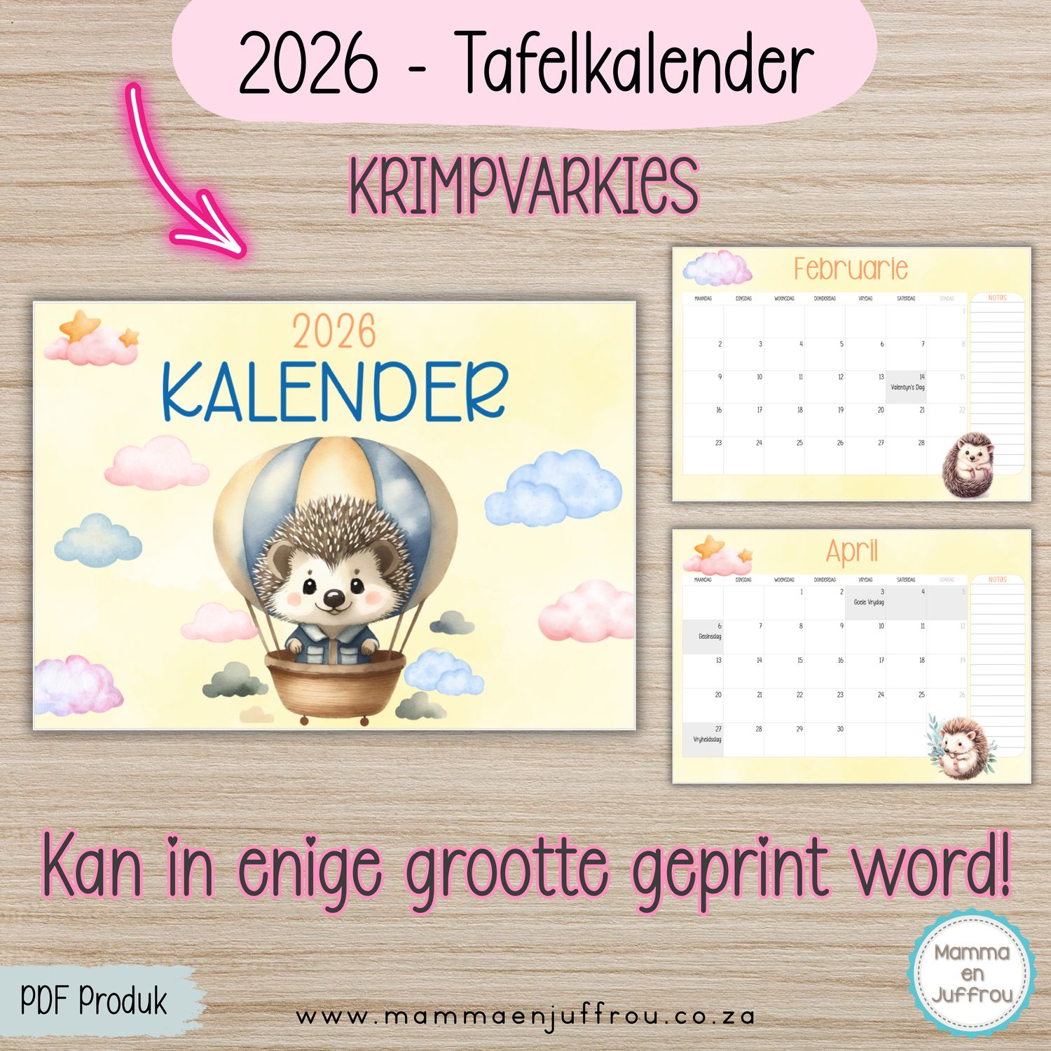 2026 Tafelkalender - KRIMPVARKIE