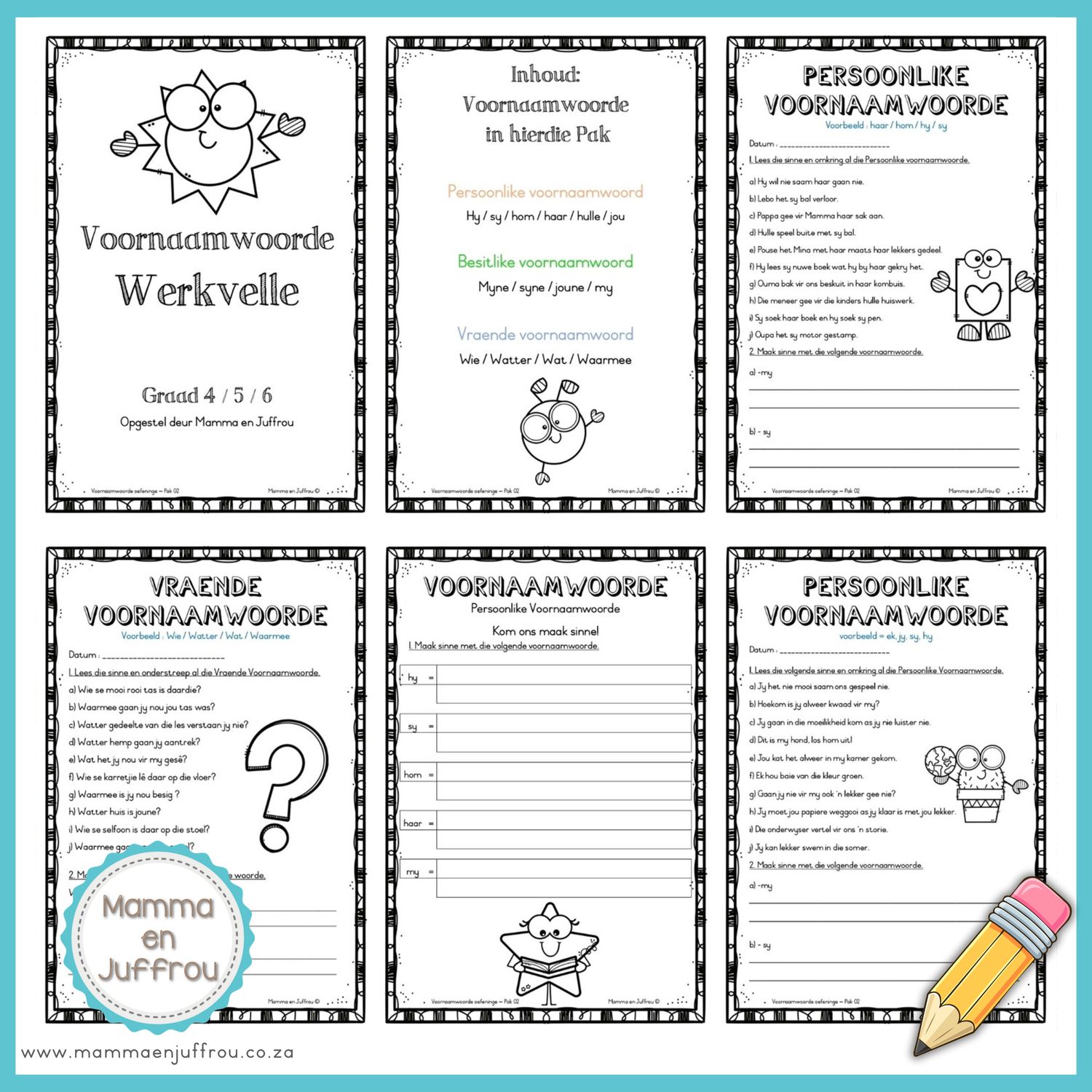 Graad 4/5/6 Afrikaans - PAK 02 Voornaamwoorde oefeninge