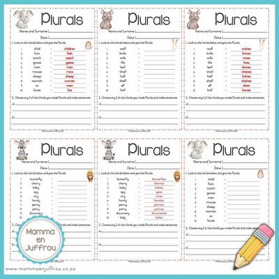 Grade 4/5 English Plurals Exercises