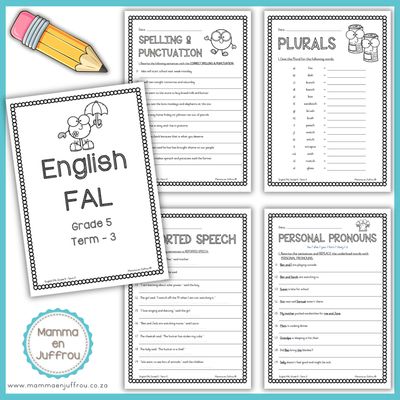 Graad 5 - English FAL Werkkaarte KW 3