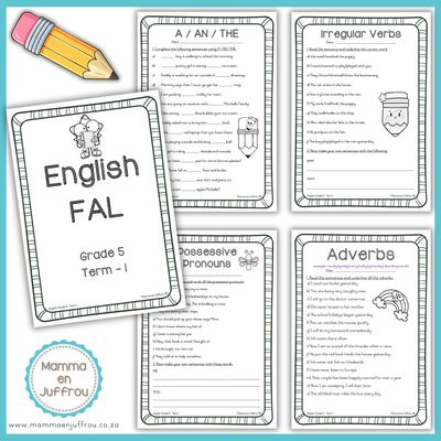 Graad 5 - English FAL Werkkaarte KW 1