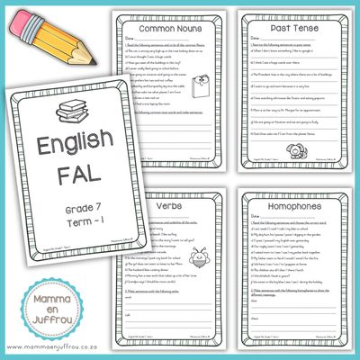 Graad 7 - English FAL Werkkaarte KW 1