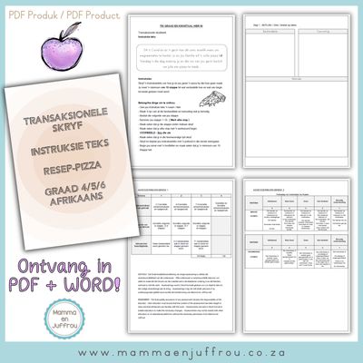 Graad 4/5/6 Transaksionele Skryf - Resep Instruksie Teks